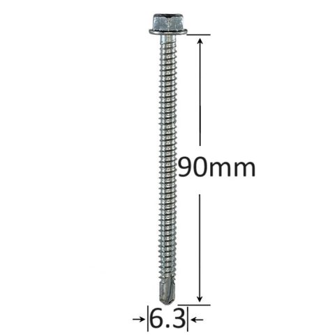 Surub Autoforant Cap Hexagonal 6.3x90mm Zincat DIN 7504K - 100buc/cutie