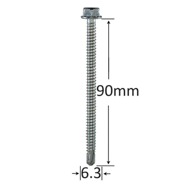 Surub Autoforant Cap Hexagonal 6.3x90mm Zincat a