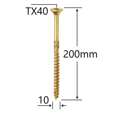 Surub Dulgherie Cap Inecat 10x200mm Torx TX40 - 50buc/cutie