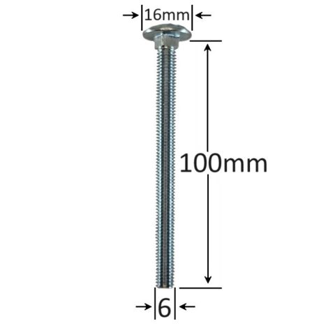 Surub Filet Metric Cap Bombat Torbant M6x100mm DIN 603 Zincat - 100buc/cutie