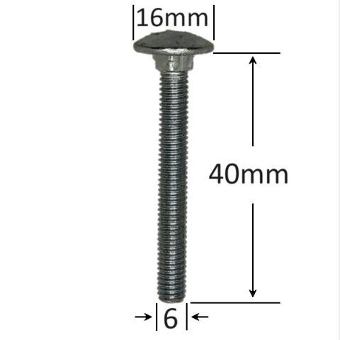 Surub Filet Metric Cap Bombat Torbant M6x40mm DIN 603 Zincat - 100buc/cutie
