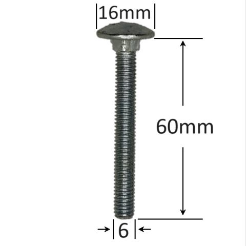 Surub Filet Metric Cap Bombat Torbant M6x60mm DIN 603 Zincat - 100buc/cutie