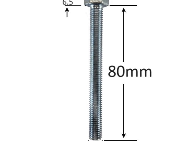Surub Filet Metric M10x80mm Cap Hexagonal DIN 933 Gr.8.8 Zincat - 50buc/cutie