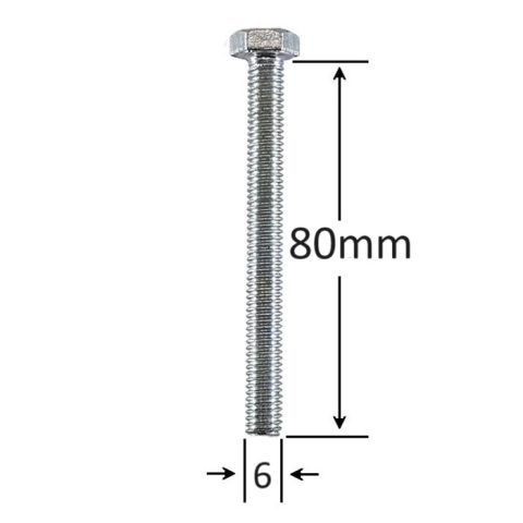 Surub Filet Metric M6x80mm Cap Hexagonal DIN 933 Gr.8.8 Zincat - 100buc/cutie