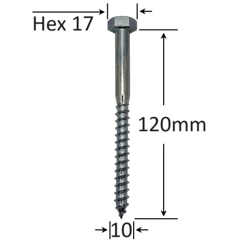 Holsurub Lemn Cap Hexagonal 10x120mm DIN 571 - 50buc/cutie
