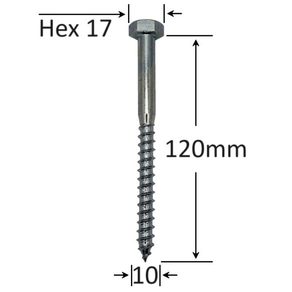 Holsurub Lemn Cap Hexagonal 10x120 a