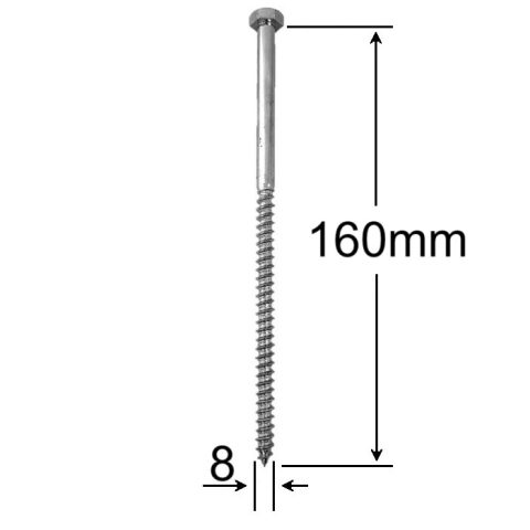 Holsurub Lemn Cap Hexagonal 8x160mm DIN 571 - 50buc/cutie