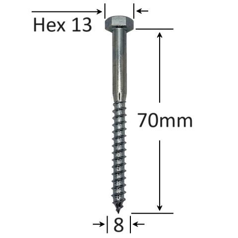 Holsurub Lemn Cap Hexagonal 8x70mm DIN 571 - 100buc/cutie