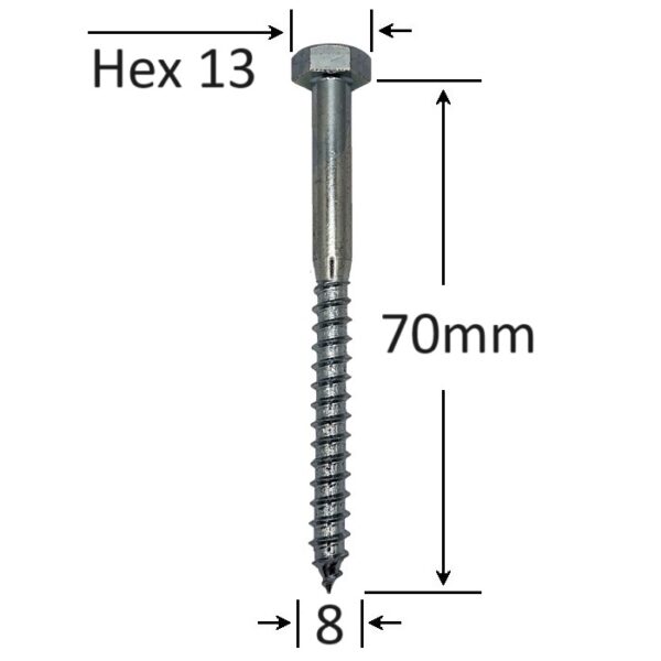 Holsurub Lemn Cap Hexagonal 8x70 a