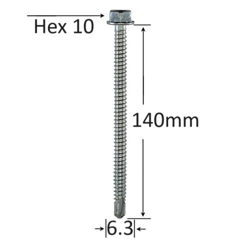 Surub Autoforant Cap Hexagonal 6.3x140mm Zincat DIN 7504K - 50buc/cutie