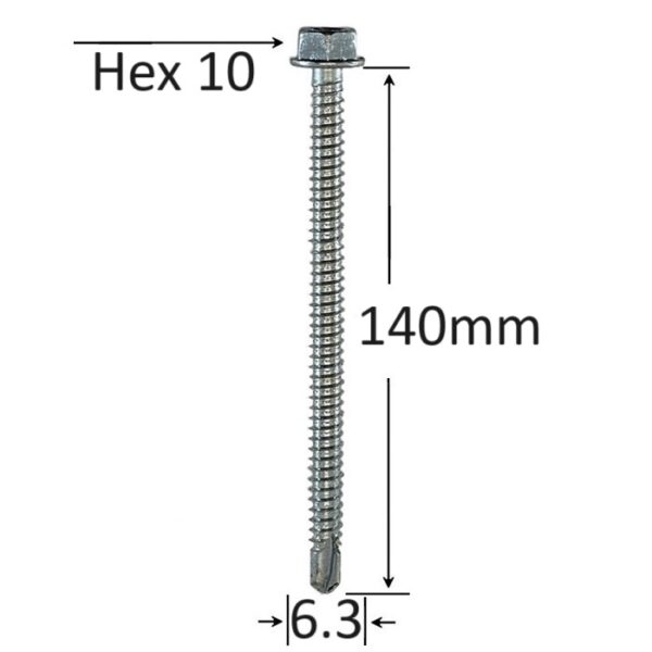 Surub Autoforant Cap Hexagonal 6.3x140mm Zincat a