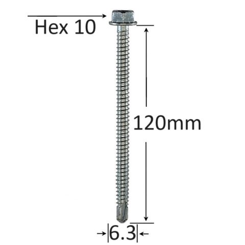 Surub Autoforant Cap Hexagonal 6.3x120mm Zincat DIN 7504K - 50buc/cutie