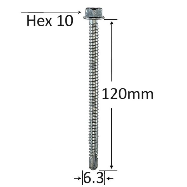 Surub Autoforant Cap Hexagonal 6.3x120mm Zincat a