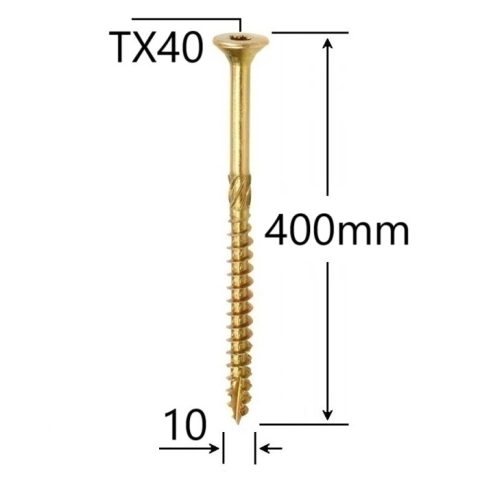 Surub Dulgherie Cap Inecat 10x400mm Torx TX40 - 50buc/cutie