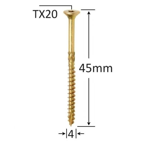 Surub Dulgherie Cap Inecat 4x45mm Torx TX20 - 500buc/cutie