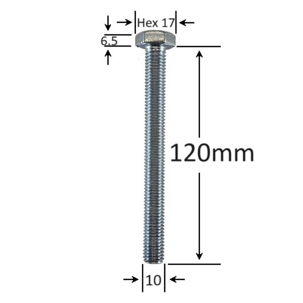 Surub Filet Metric M10x120mm Cap Hexagonal a