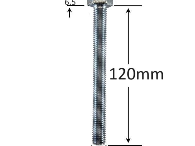 Surub Filet Metric M10x120mm Cap Hexagonal DIN 933 Gr.8.8 Zincat - 25buc/cutie
