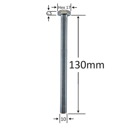 Surub Filet Metric M10x130mm Cap Hexagonal DIN 933 Gr.8.8 Zincat - 25buc/cutie