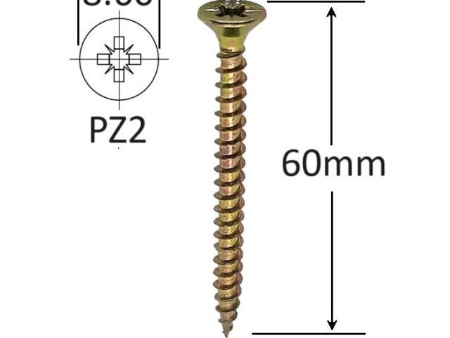 Holsurub Lemn Si PAL Cap Inecat 4.5x60 mm PZ2 - 250buc/cutie