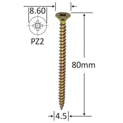 Holsurub Lemn Si PAL Cap Inecat 4.5x80 mm PZ2 - 250buc/cutie