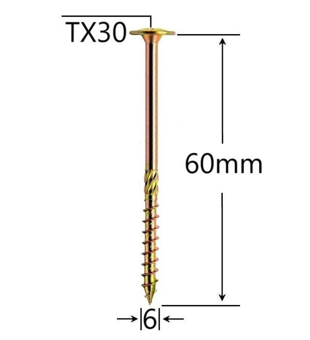 Surub Dulgherie Cap Plat 6x60mm Torx TX30 - 100buc/cutie