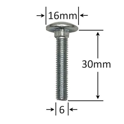Surub Filet Metric Cap Bombat Torbant M6x30mm DIN 603 Zincat - 200buc/cutie