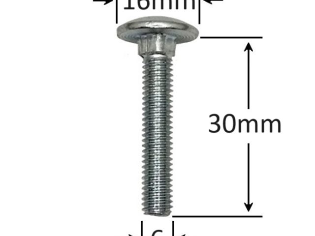 Surub Filet Metric Cap Bombat Torbant M6x30mm DIN 603 Zincat - 200buc/cutie