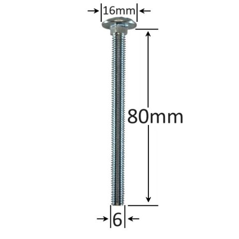 Surub Filet Metric Cap Bombat Torbant M6x80mm DIN 603 Zincat - 100buc/cutie