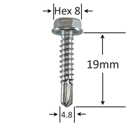 Surub Autoforant Cap Hexagonal 4.8x19mm Zincat DIN 7504K - 250buc/cutie