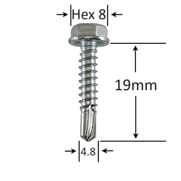 Autoforant Cap Hexagonal 4.8x19mm Zincat aa