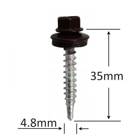 Surub Autoforant Cap Hexagonal 4.8x35mm Maro RAL 8019- 250 buc/cutie