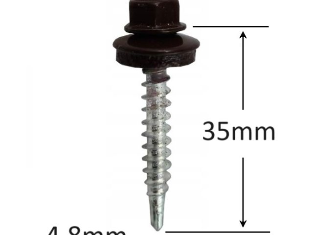 Surub Autoforant Cap Hexagonal 4.8x35mm Maro RAL 8019- 250 buc/cutie