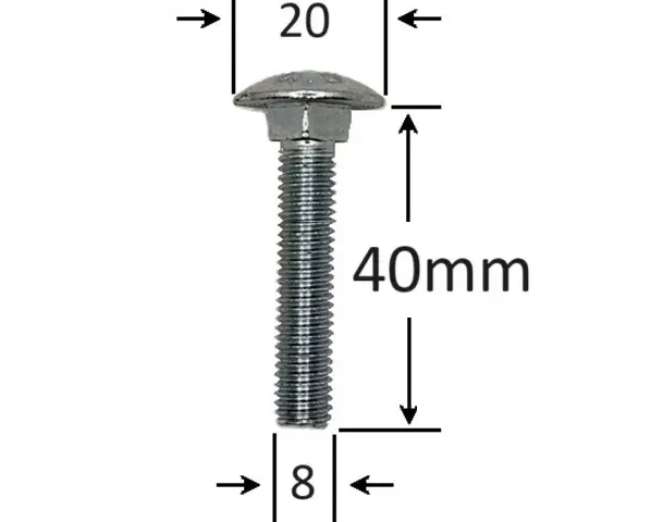 Surub Filet Metric Cap Bombat Torbant M8x40mm DIN 603 Zincat - 100buc/cutie