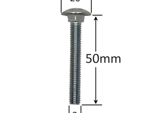 Surub Filet Metric Cap Bombat Torbant M8x50mm DIN 603 Zincat - 100buc/cutie