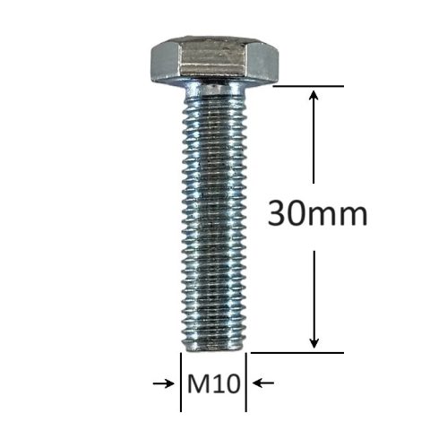Surub Filet Metric M10x30mm Cap Hexagonal DIN 933 Gr.8.8 Zincat - 100buc/cutie