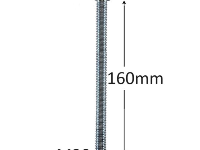 Surub Filet Metric M20x160mm Cap Hexagonal DIN 933 Gr.8.8 Zincat - 10buc/cutie