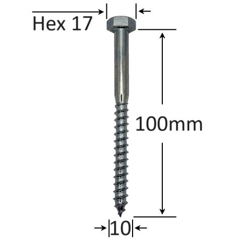 Holsurub Lemn Cap Hexagonal 10x100mm DIN 571 - 50buc/cutie