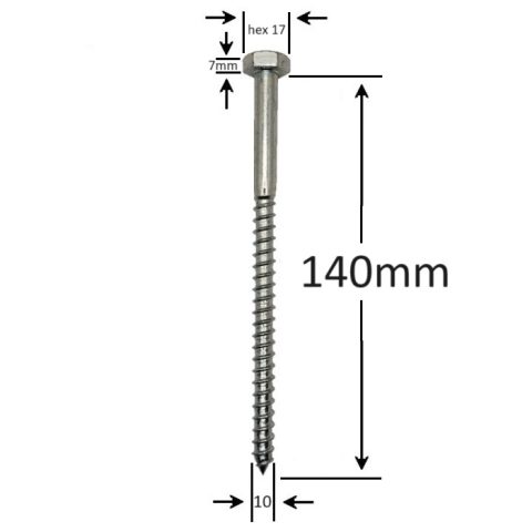 Holsurub Lemn Cap Hexagonal 10x140mm DIN 571 - 50buc/cutie