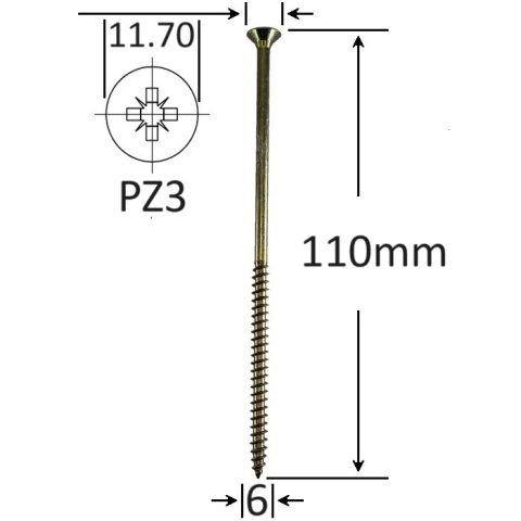 Holsurub Lemn Si PAL Cap Inecat 6x110mm PZ3 DIN 7505A - 100buc/cutie