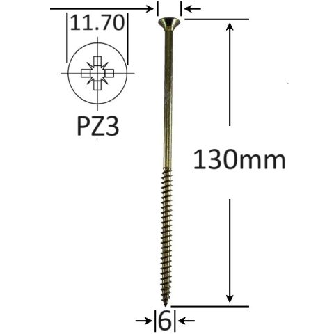 Holsurub Lemn Si PAL Cap Inecat 6x130mm PZ3 DIN 7505A - 200buc/cutie