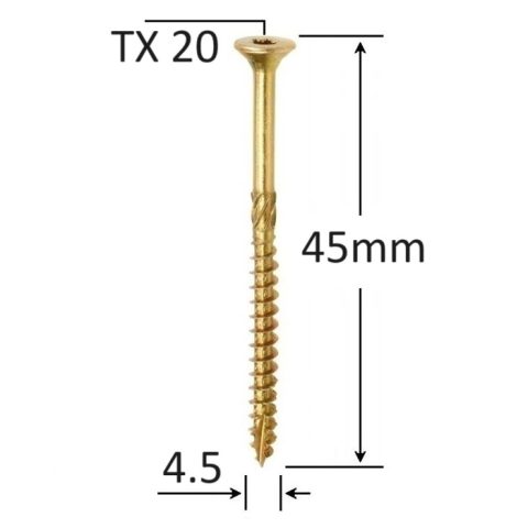 Surub Dulgherie Cap Inecat 4.5x45mm Torx TX25 - 250buc/cutie