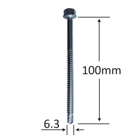 Surub Autoforant Cap Hexagonal 6.3x100mm Zincat DIN 7504K Partial Filetat - 100buc/cutie