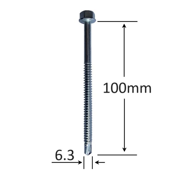 Surub Autoforant Cap Hexagonal 6.3x100mm Zincat Partial Filetat a