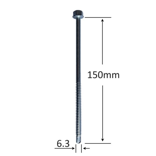 Surub Autoforant Cap Hexagonal 6.3x150mm Zincat Partial Filetat a