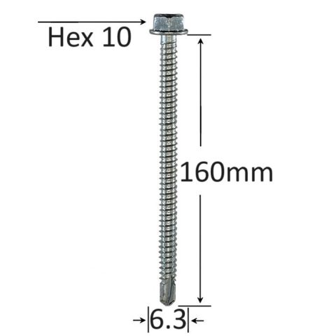 Surub Autoforant Cap Hexagonal 6.3x160mm Zincat DIN 7504K- 50buc/cutie