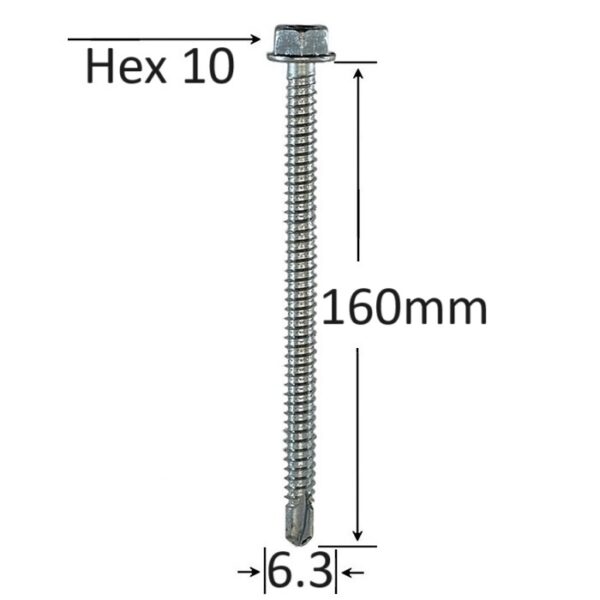 Surub Autoforant Cap Hexagonal 6.3x160mm Zincat a