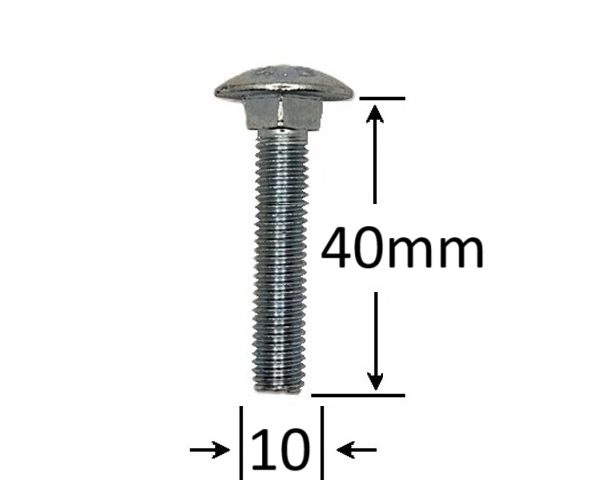 Surub Filet Metric Cap Bombat Torbant M10x40mm DIN 603 Zincat - 50buc/cutie