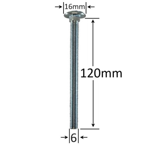 Surub Filet Metric Cap Bombat Torbant M6x120mm DIN 603 Zincat - 100buc/cutie