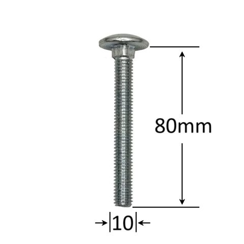 Surub Filet Metric Cap Bombat Torbant M10x80mm DIN 603 Zincat - 50buc/cutie
