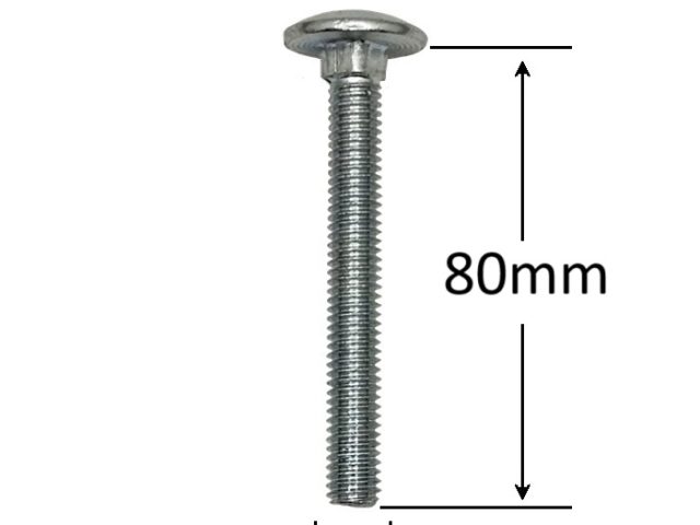 Surub Filet Metric Cap Bombat Torbant M10x80mm DIN 603 Zincat - 50buc/cutie
